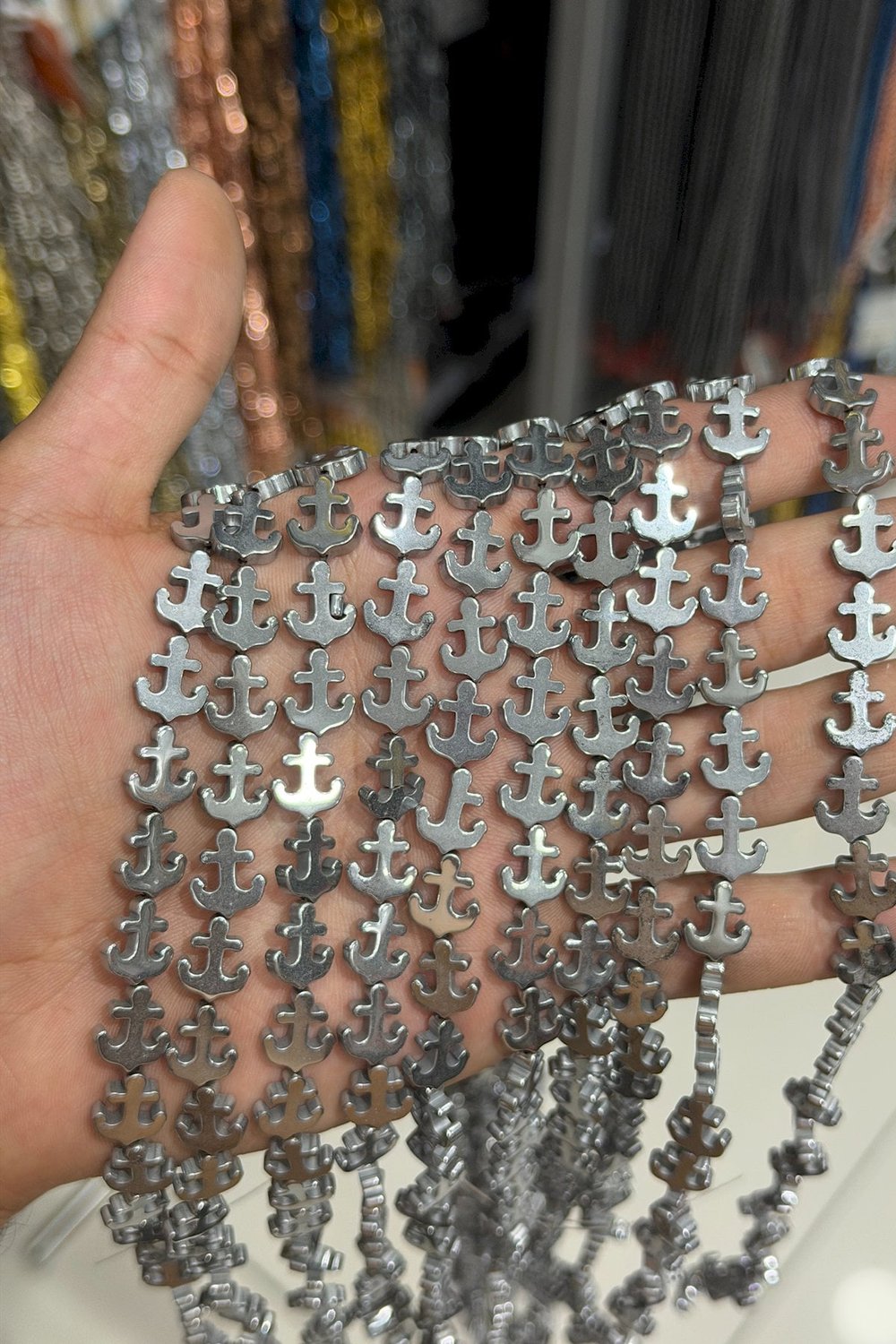 Hematit Taşı Gemi Kesim Parlak Gümüş 12x10mm Doğal Taş Dizi