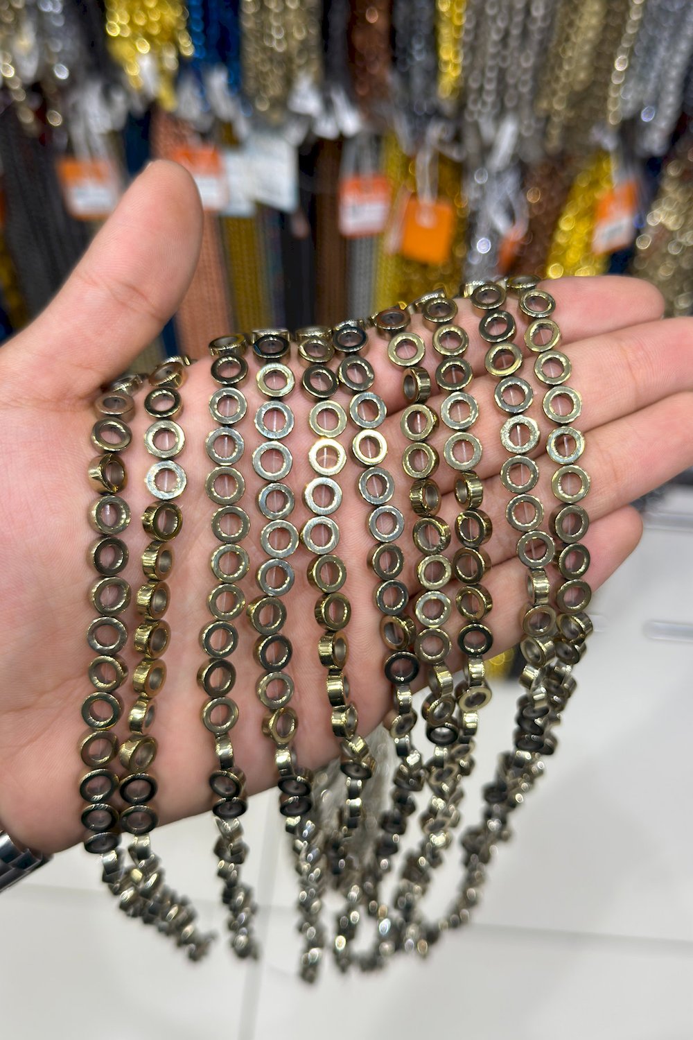 Hematit Taşı İçi Kesim Parlak Antik Sarı 8mm Doğal Taş Dizi