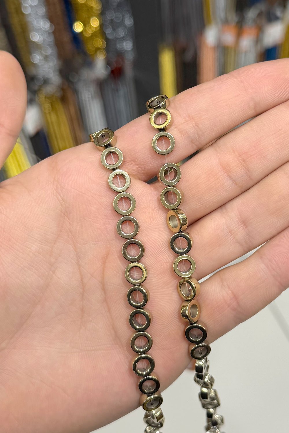 Hematit Taşı İçi Kesim Parlak Antik Sarı 8mm Doğal Taş Dizi