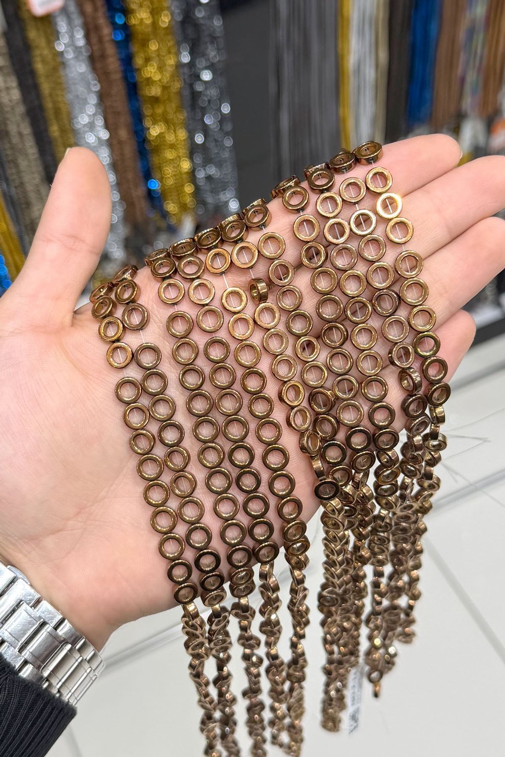 Hematit Taşı İçi Kesim Parlak Kahverengi 8mm Doğal Taş Dizi