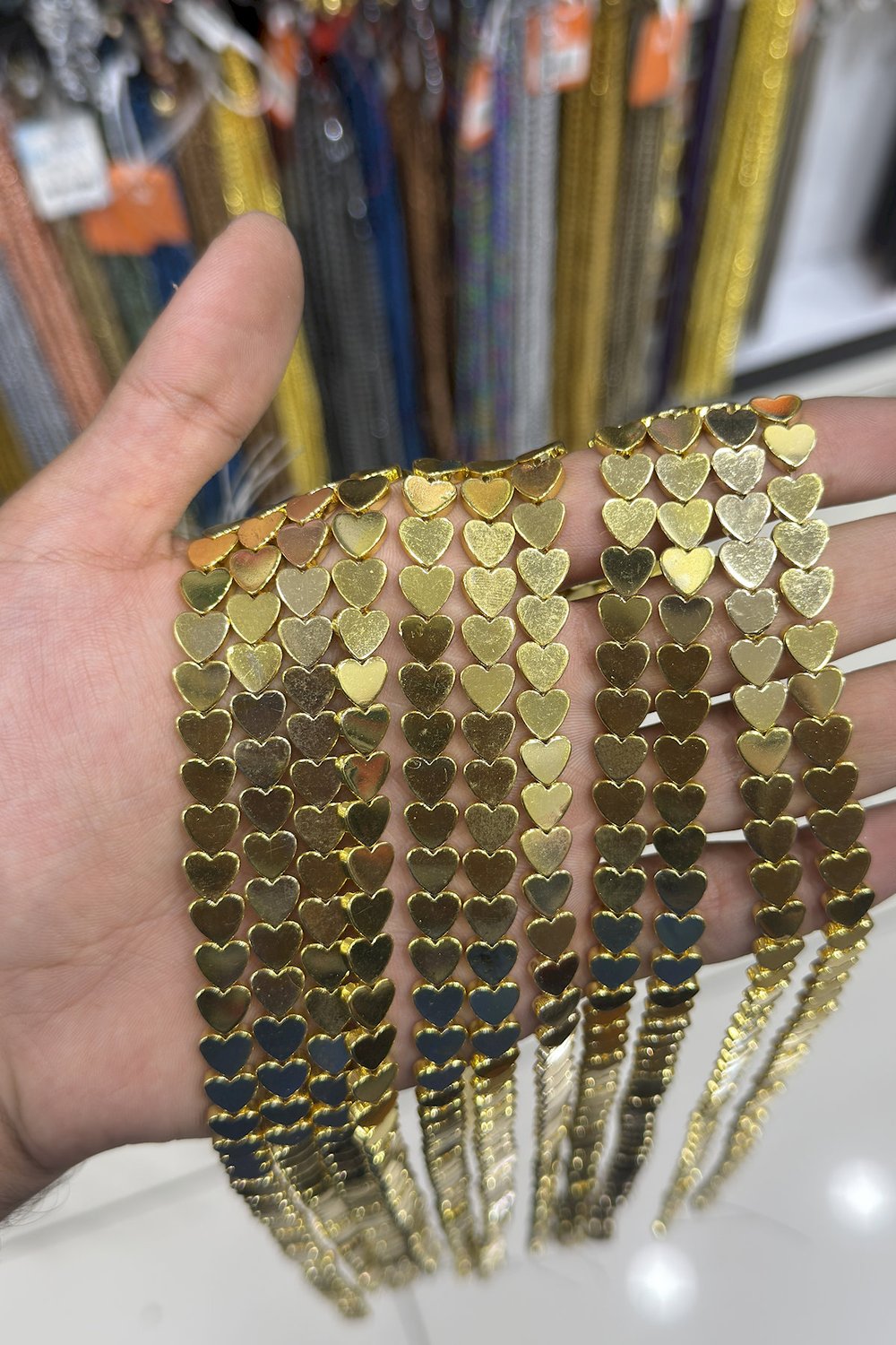 Hematit Taşı Kalp Kesim Altın Sarı 8mm Doğal Taş Dizi