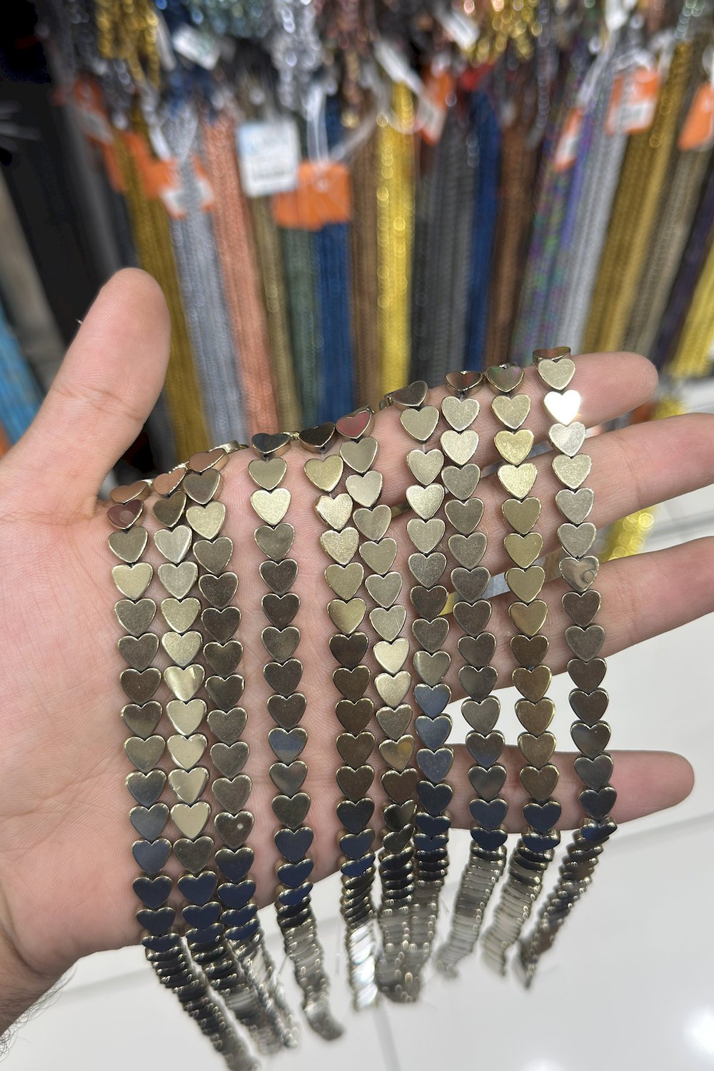 Hematit Taşı Kalp Kesim Parlak Antik Sarı 8mm Doğal Taş Dizi