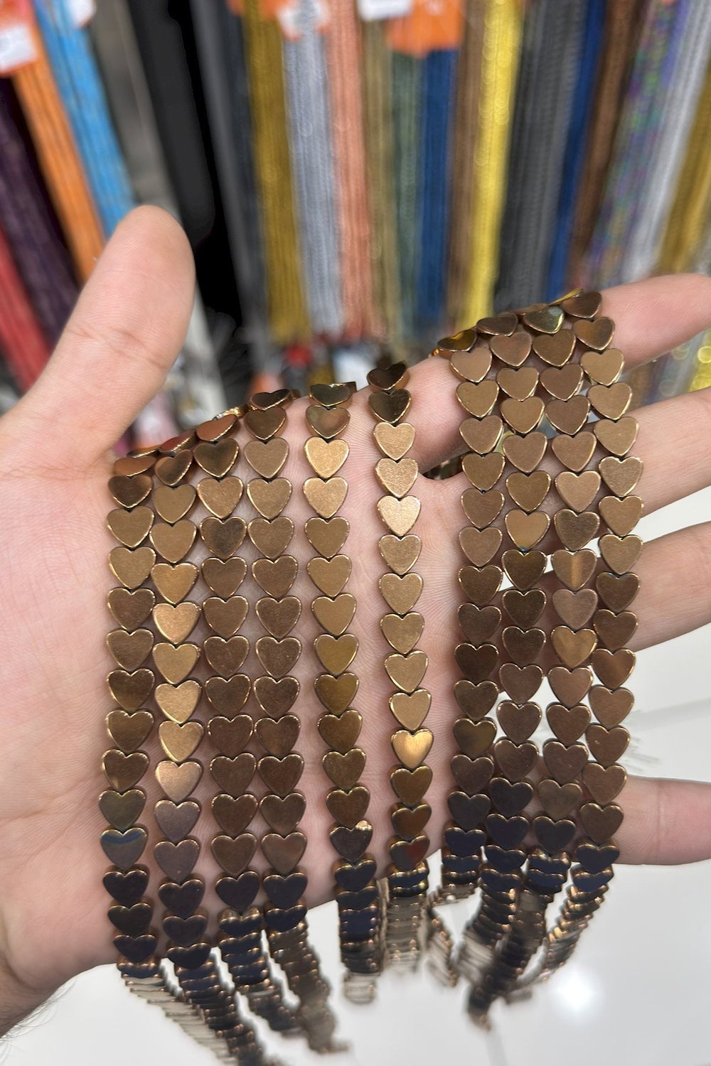 Hematit Taşı Kalp Kesim Parlak Kahverengi 8mm Doğal Taş Dizi