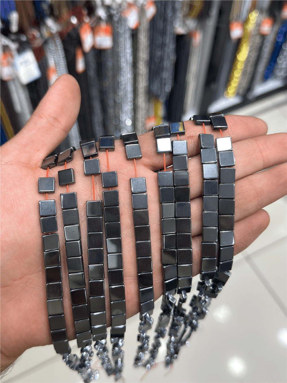 Hematit Taşı Kare Kesim Parlak Füme 8x3mm Doğal Taş Dizi