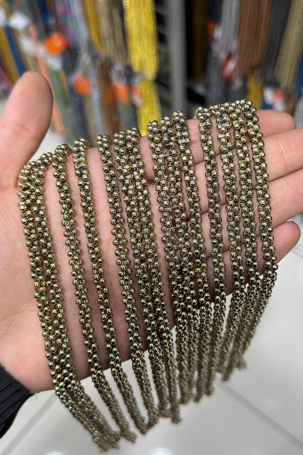 Hematit Taşı Kemik Kesim Parlak Antik Sarı 6x3mm Doğal Taş Dizi