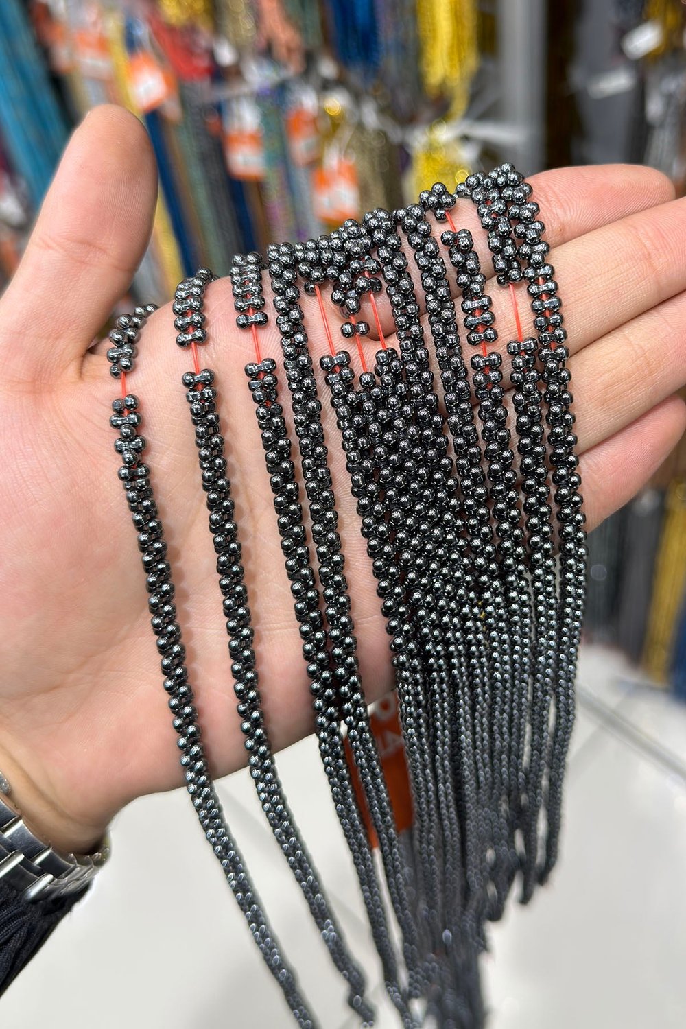 Hematit Taşı Kemik Kesim Parlak Füme 6x3mm Doğal Taş Dizi