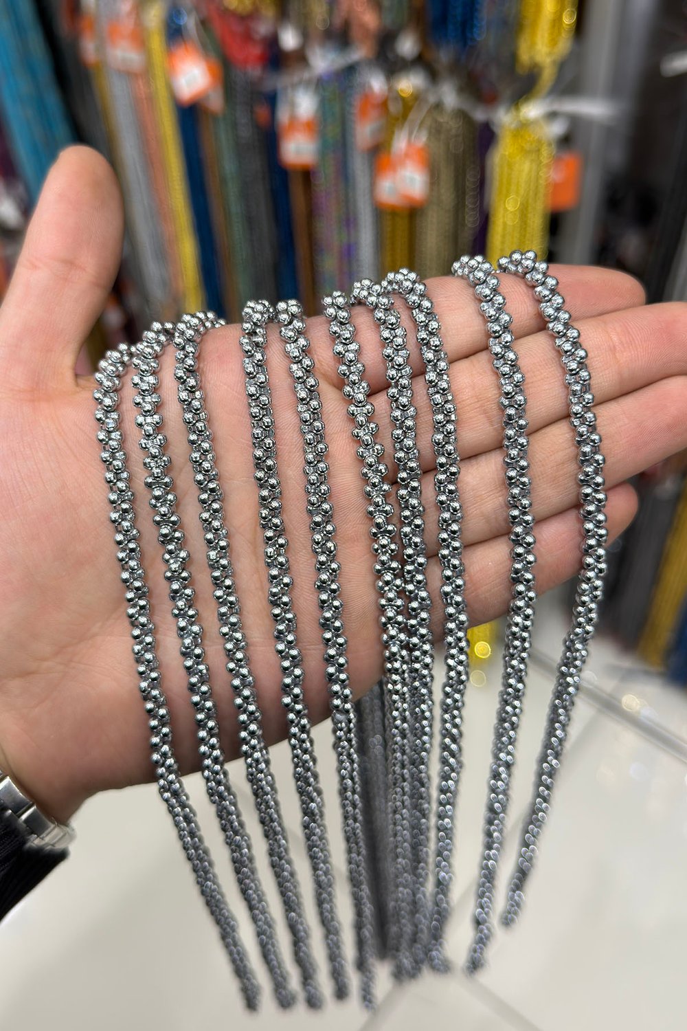 Hematit Taşı Kemik Kesim Parlak Gümüş 6x3mm Doğal Taş Dizi