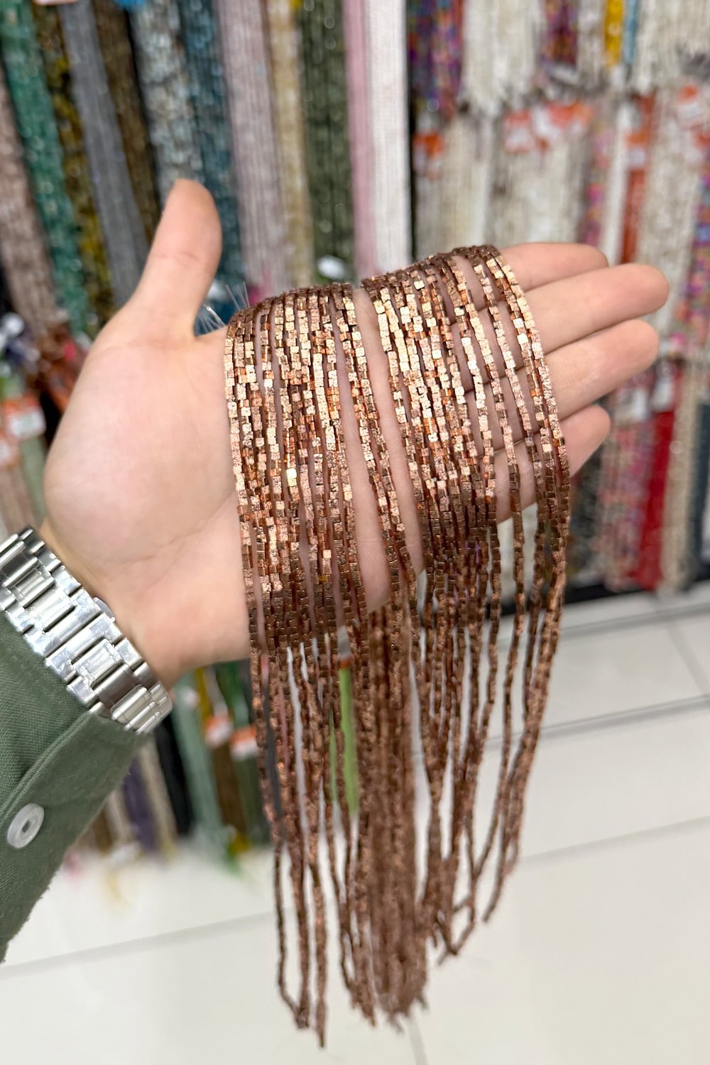 Hematit Taşı Küp Kesim Antik Bakır 2x2mm Doğal Taş Dizi