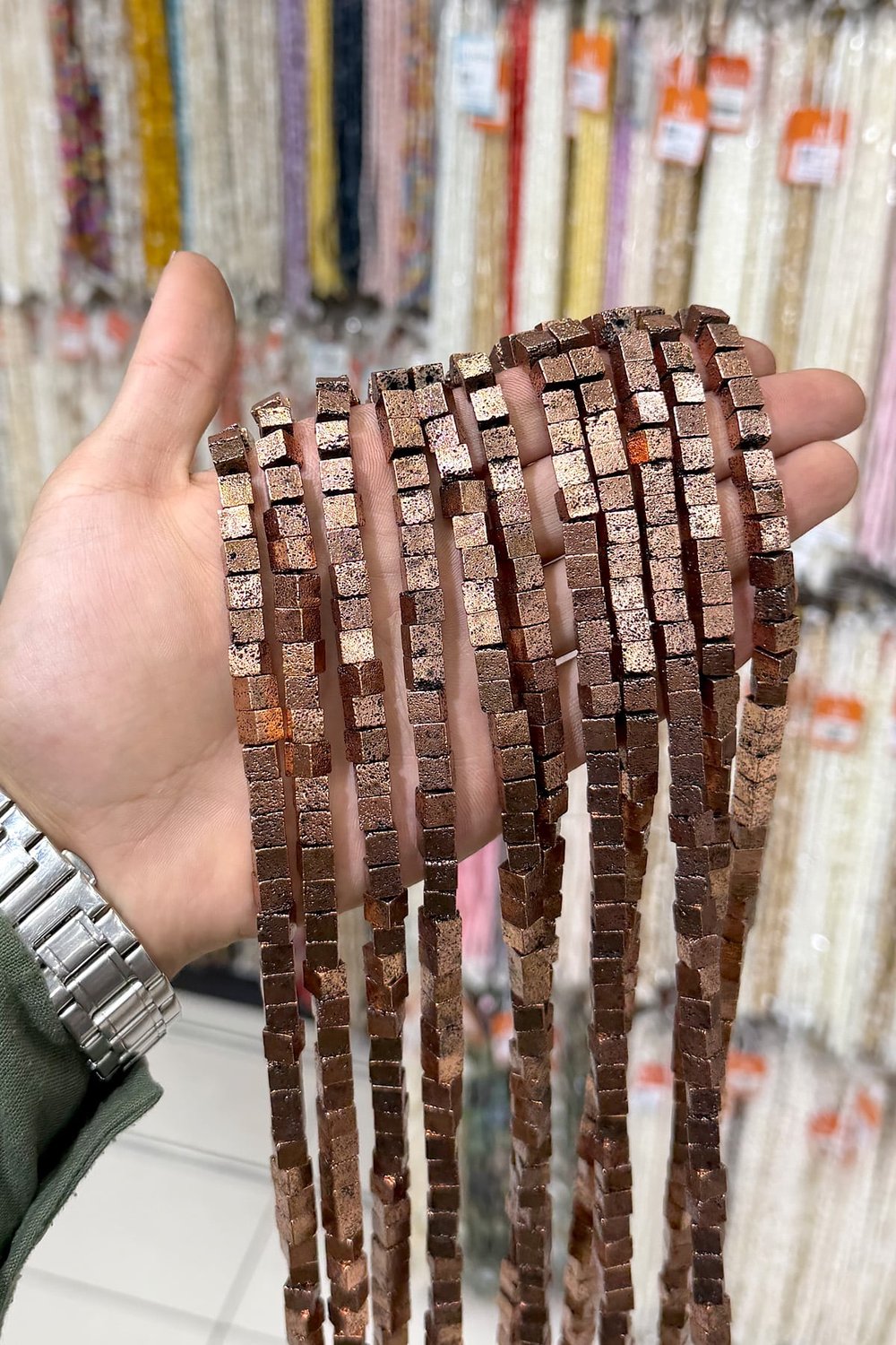 Hematit Taşı Küp Kesim Antik Bakır 6x6mm Doğal Taş Dizi
