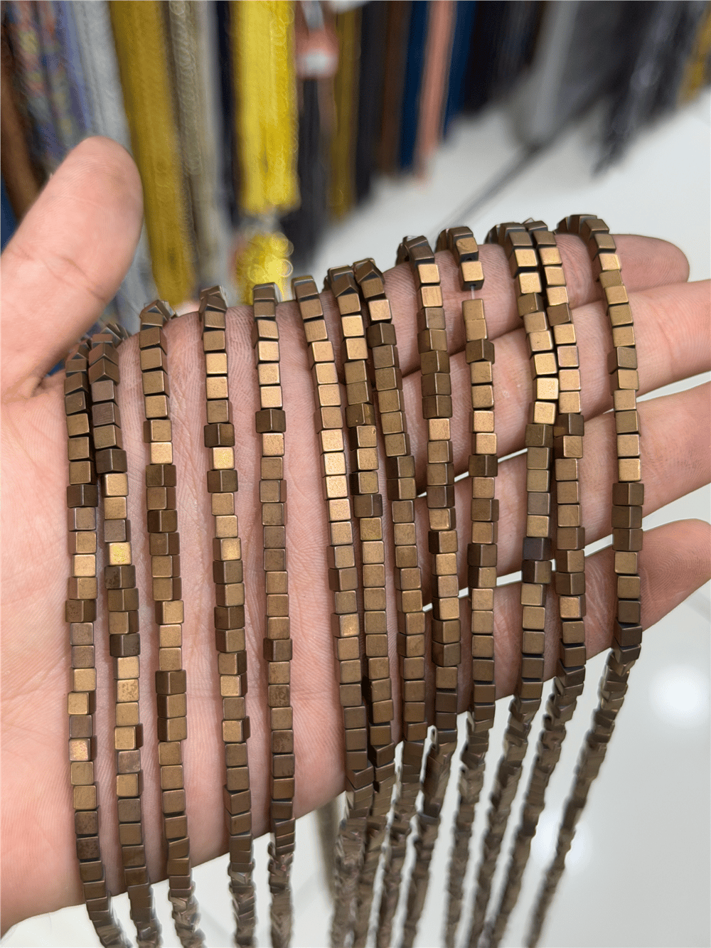 Hematit Taşı Küp Kesim Mat Kahverengi 4x4mm Doğal Taş Dizi
