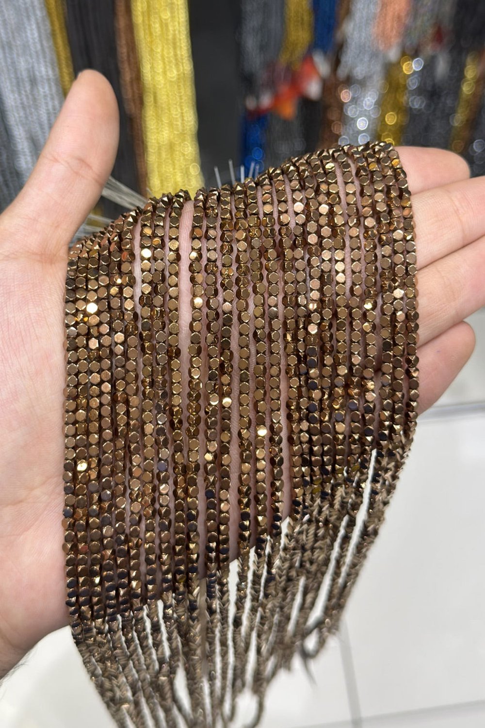 Hematit Taşı Küp Kesim Parlak Kahverengi 3x3mm Doğal Taş Dizi