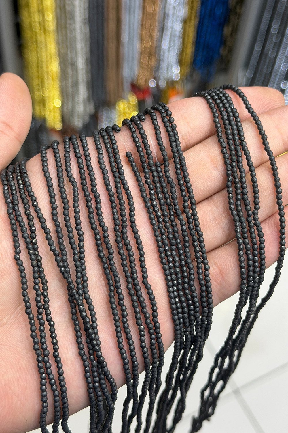 Hematit Taşı Küre Faset Kesim Mat Siyah 2mm Doğal Taş Dizi