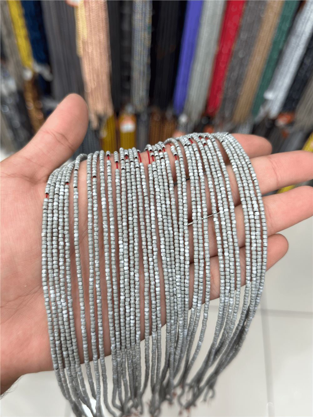 Hematit Taşı Küre Kesim 3mm-Benekli Yeşil Doğal Taş Dizi