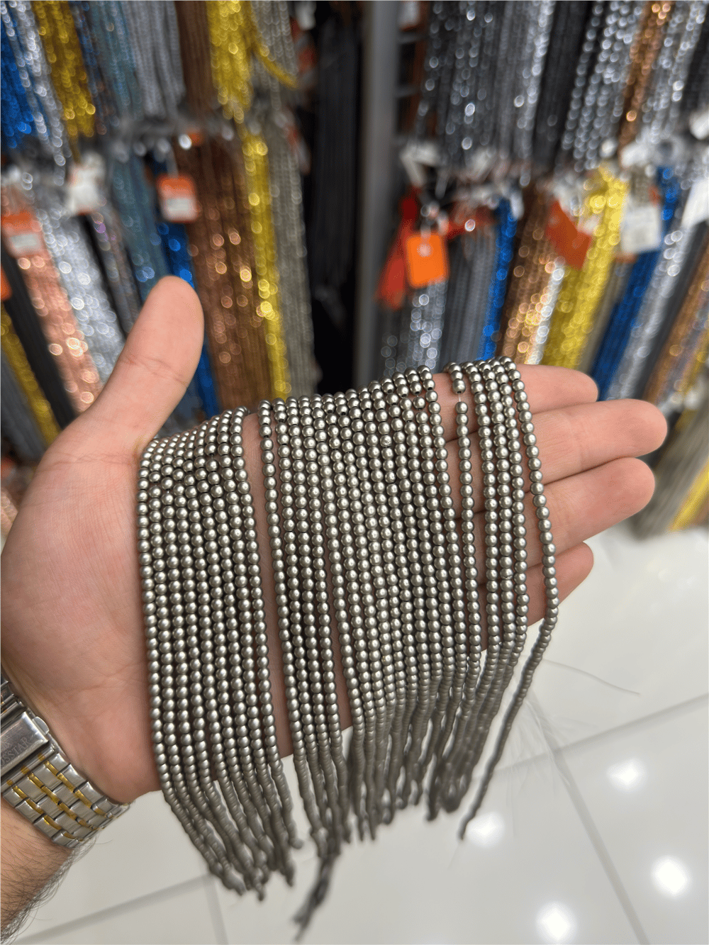 Hematit Taşı Küre Kesim 3mm- Mat Titanyum Doğal Taş Dizi