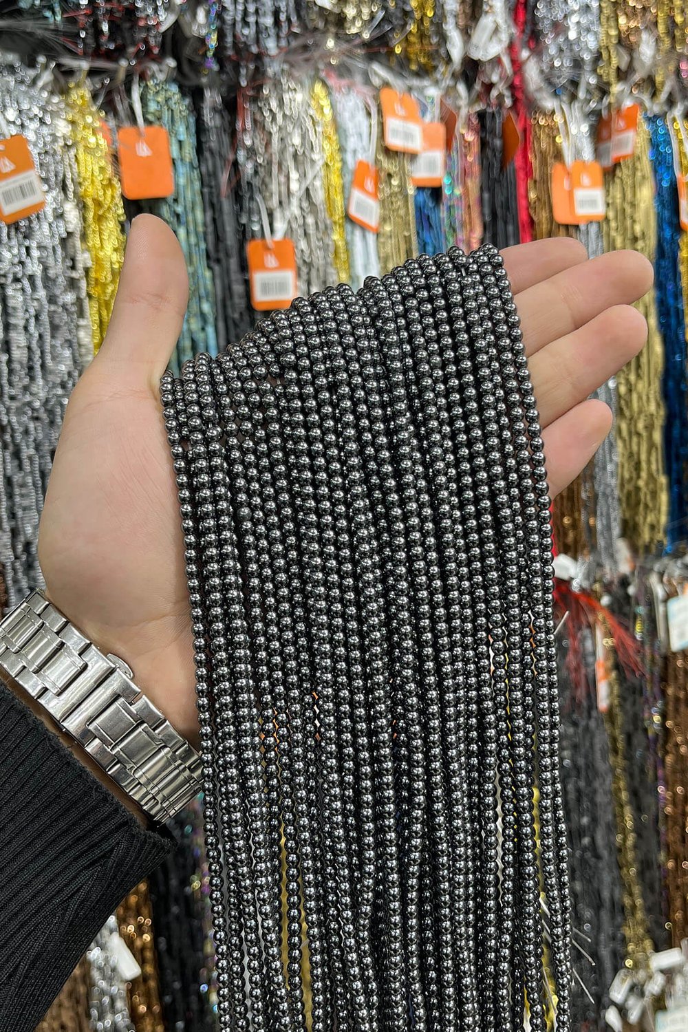 Hematit Taşı Küre Kesim 4mm- Parlak Füme Doğal Taş Dizi
