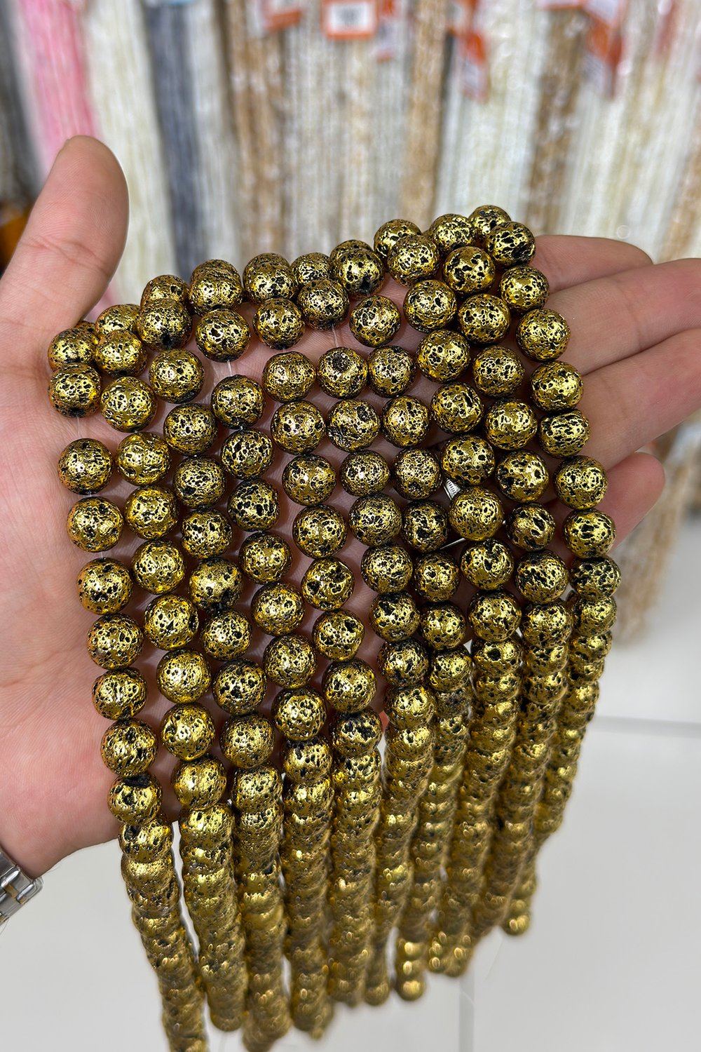 Hematit Taşı Küre Kesim Antik Sarı 10mm Doğal Taş Dizi