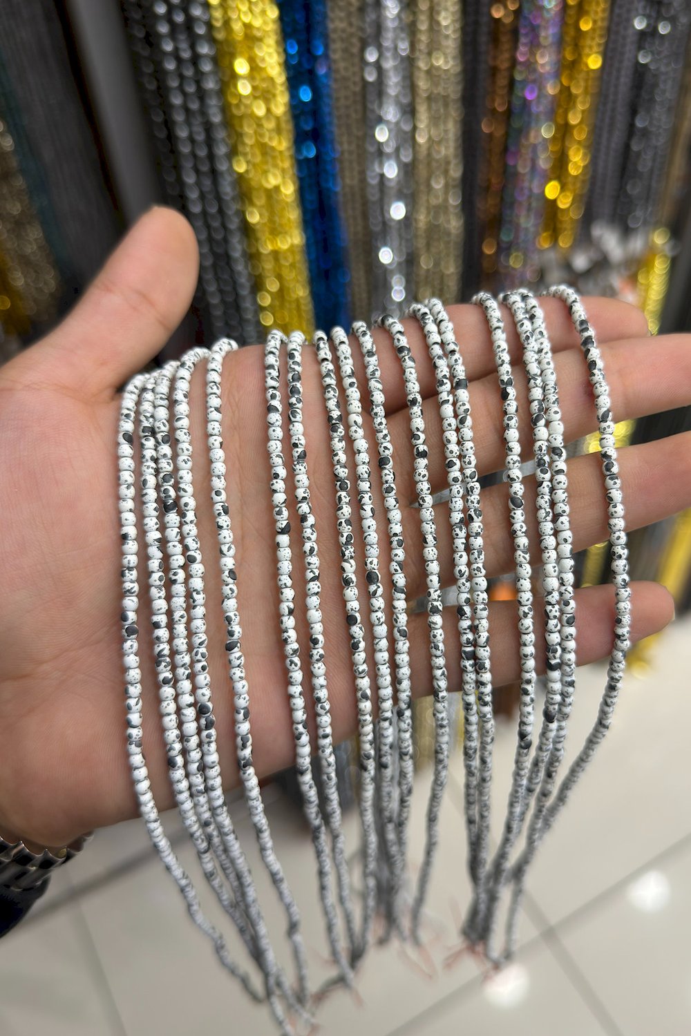 Hematit Taşı Küre Kesim Beyaz 3mm Doğal Taş Dizi