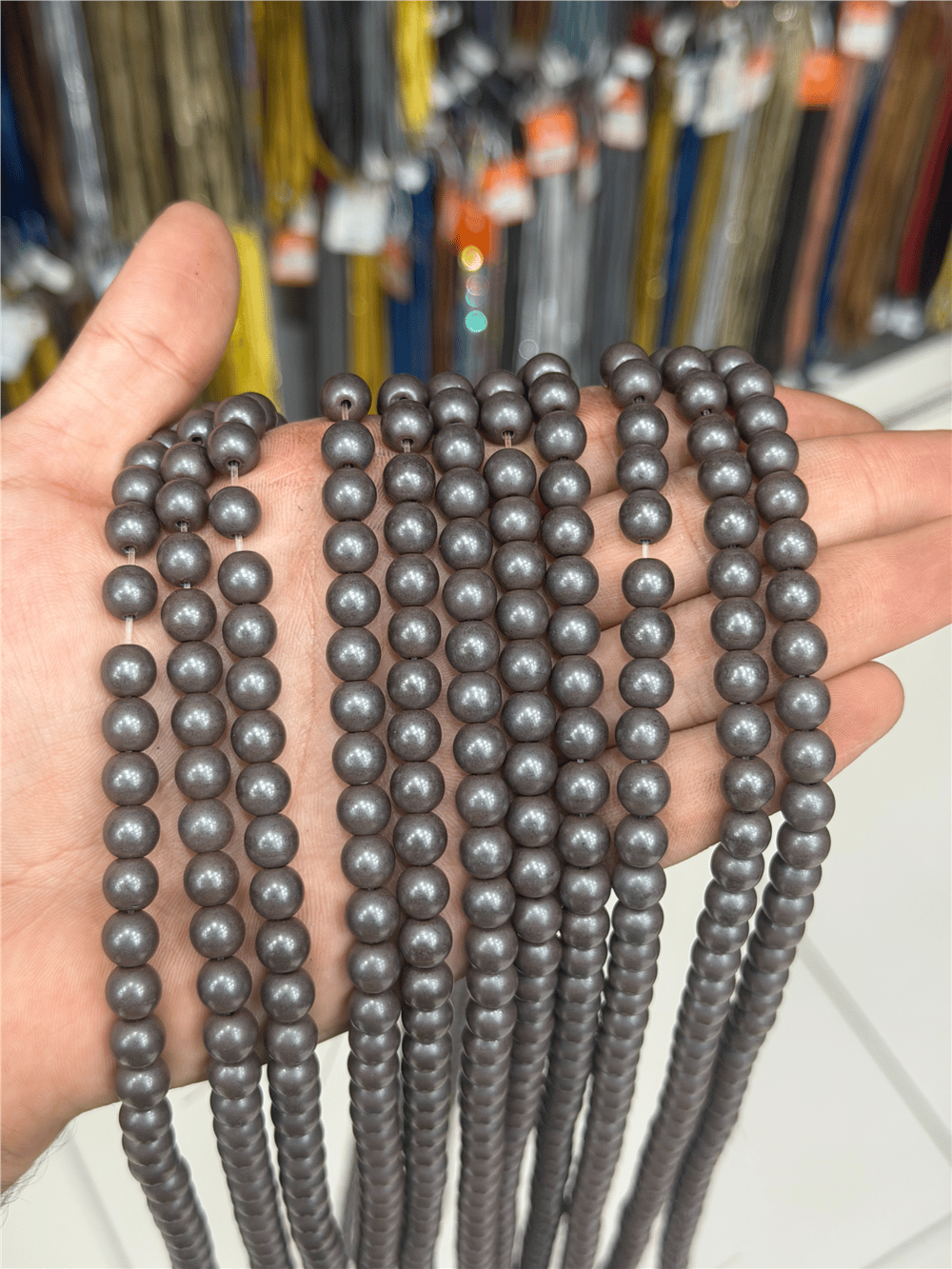 Hematit Taşı Küre Kesim Mat Gri 8mm Doğal Taş Dizi