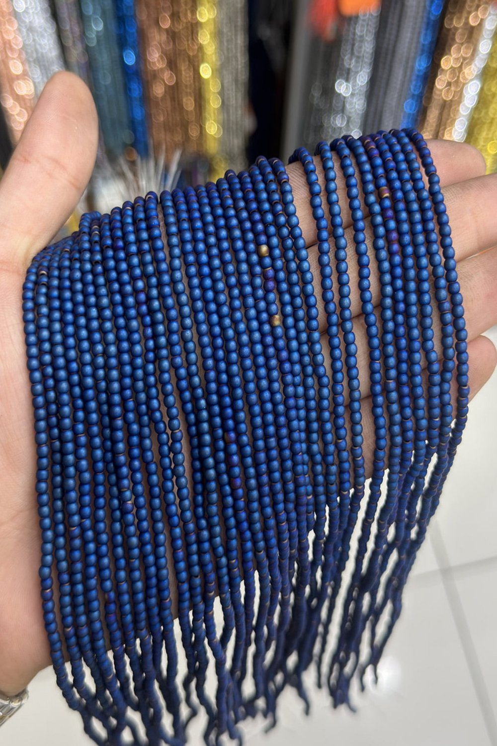 Hematit Taşı Küre Kesim Mat Mavi 3mm Doğal Taş Dizi