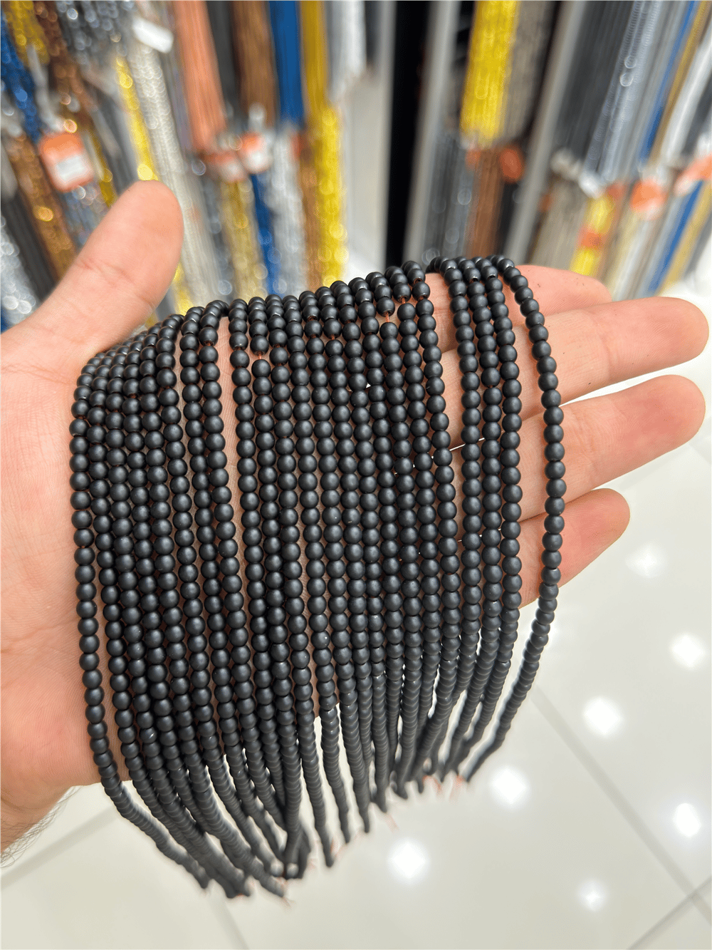 Hematit Taşı Küre Kesim Mat Siyah 4mm Doğal Taş Dizi