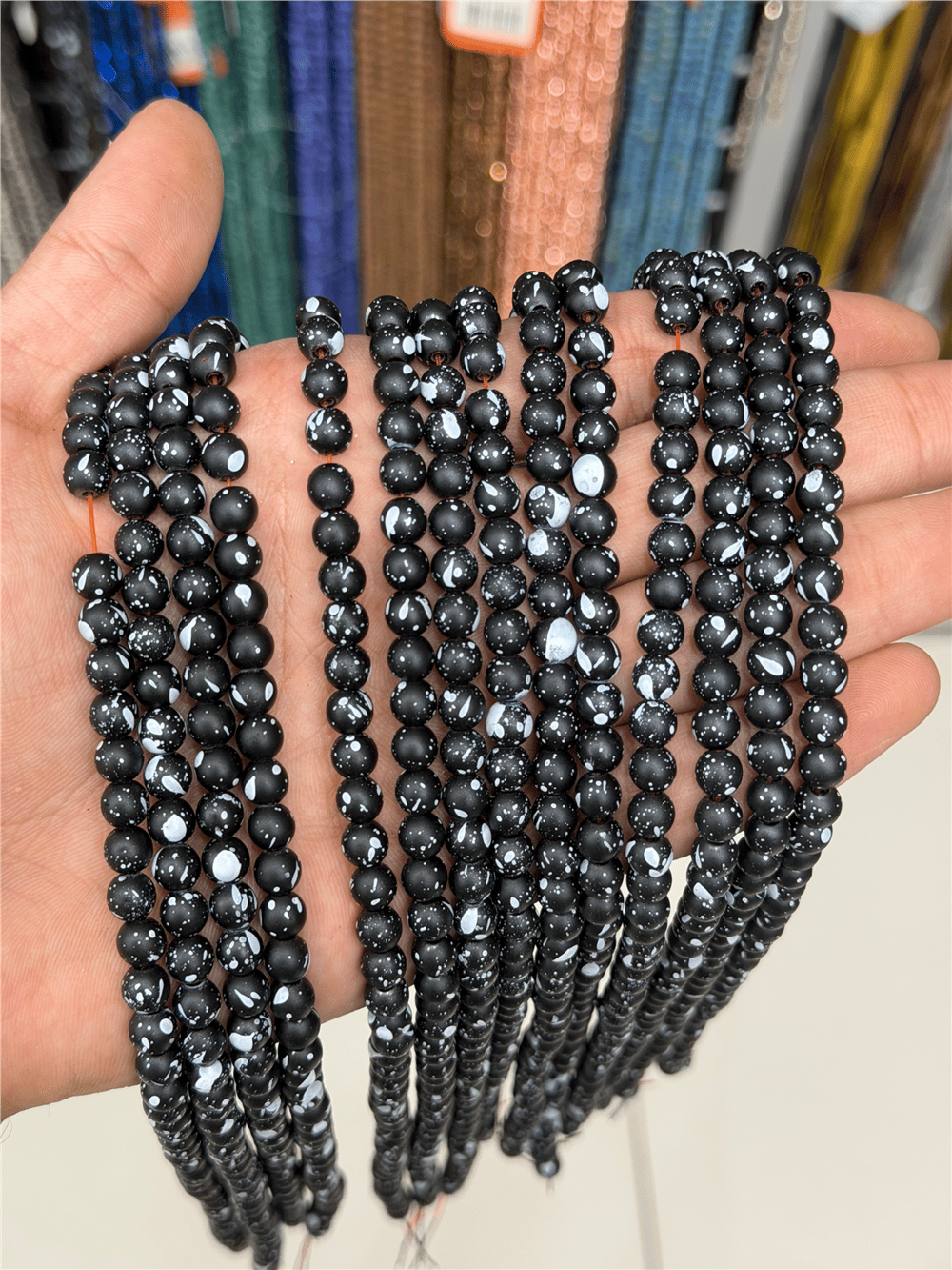 Hematit Taşı Küre Kesim Mat Siyah 6mm Doğal Taş Dizi