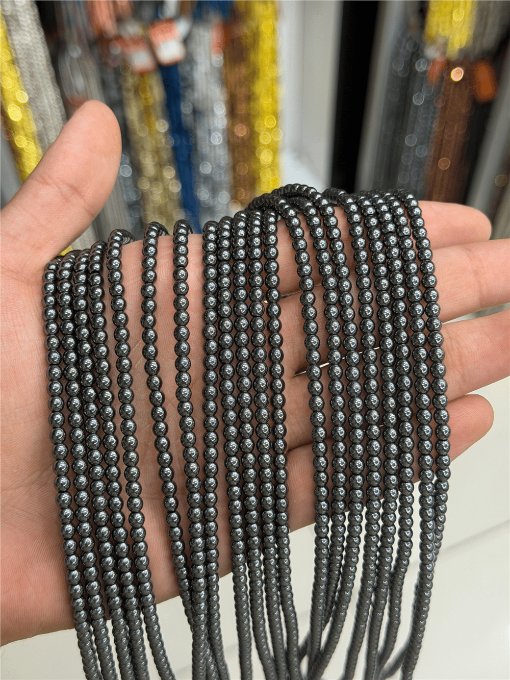 Hematit Taşı Küre Kesim Parlak Füme 4mm Doğal Taş Dizi