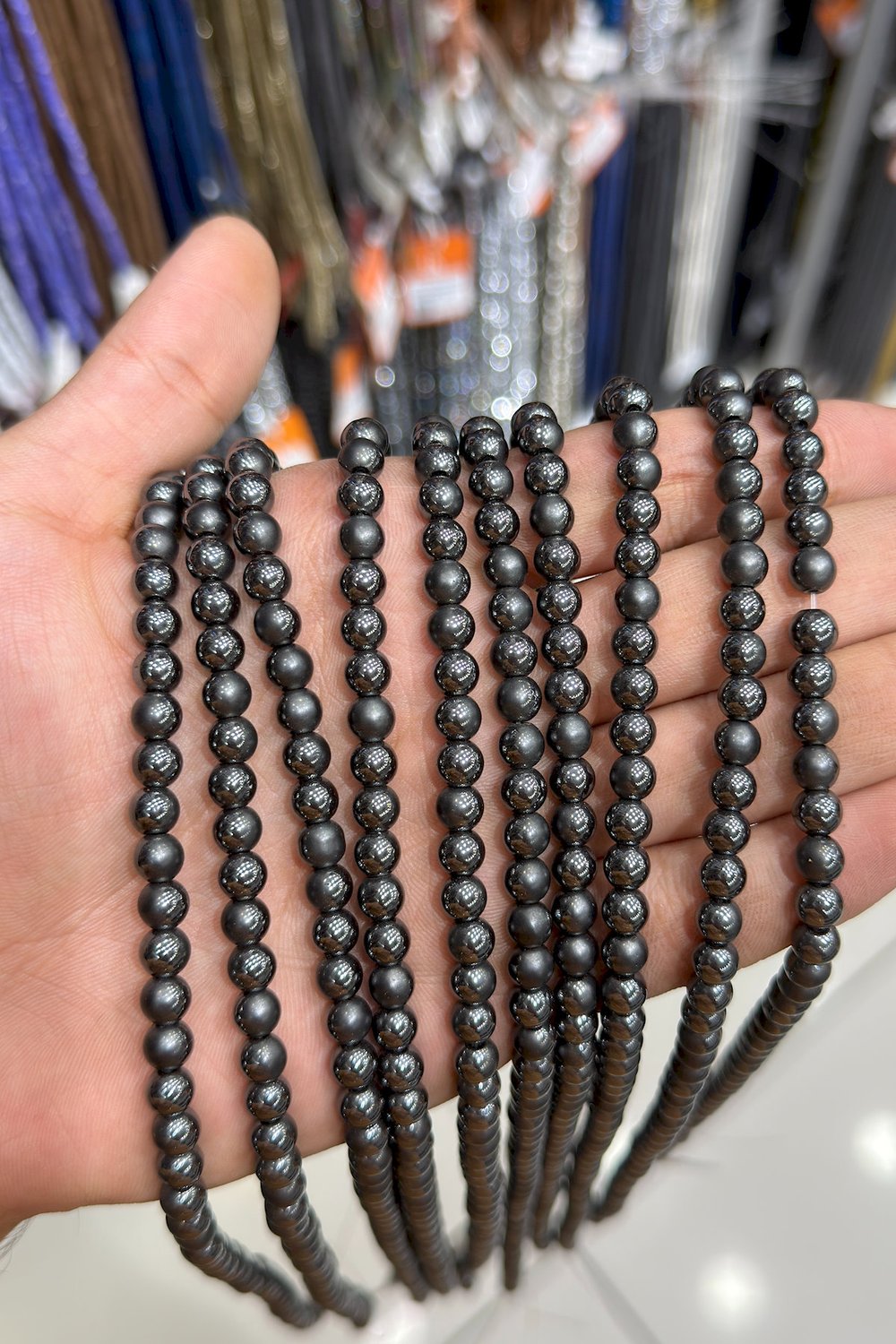 Hematit Taşı Küre Kesim Parlak Füme 6x6mm Doğal Taş Dizi
