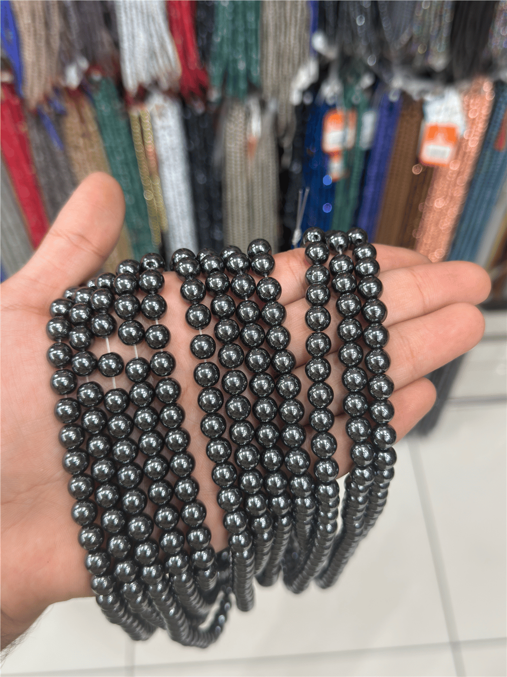Hematit Taşı Küre Kesim Parlak Füme 8mm Doğal Taş Dizi