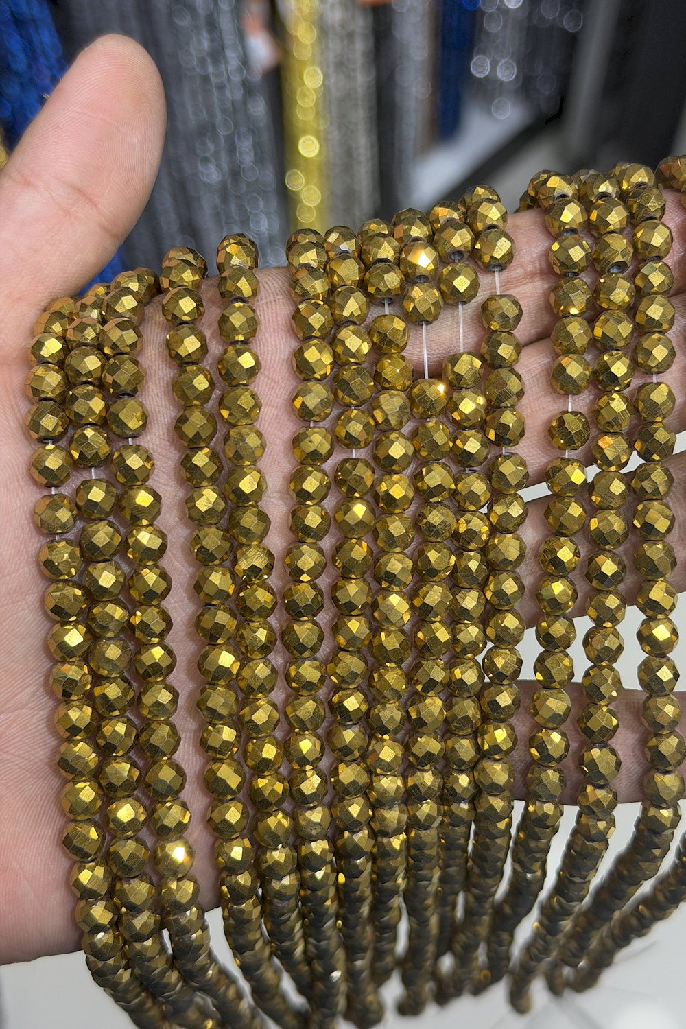 Hematit Taşı Küre Kesim Parlak Gold 6mm Doğal Taş Dizi