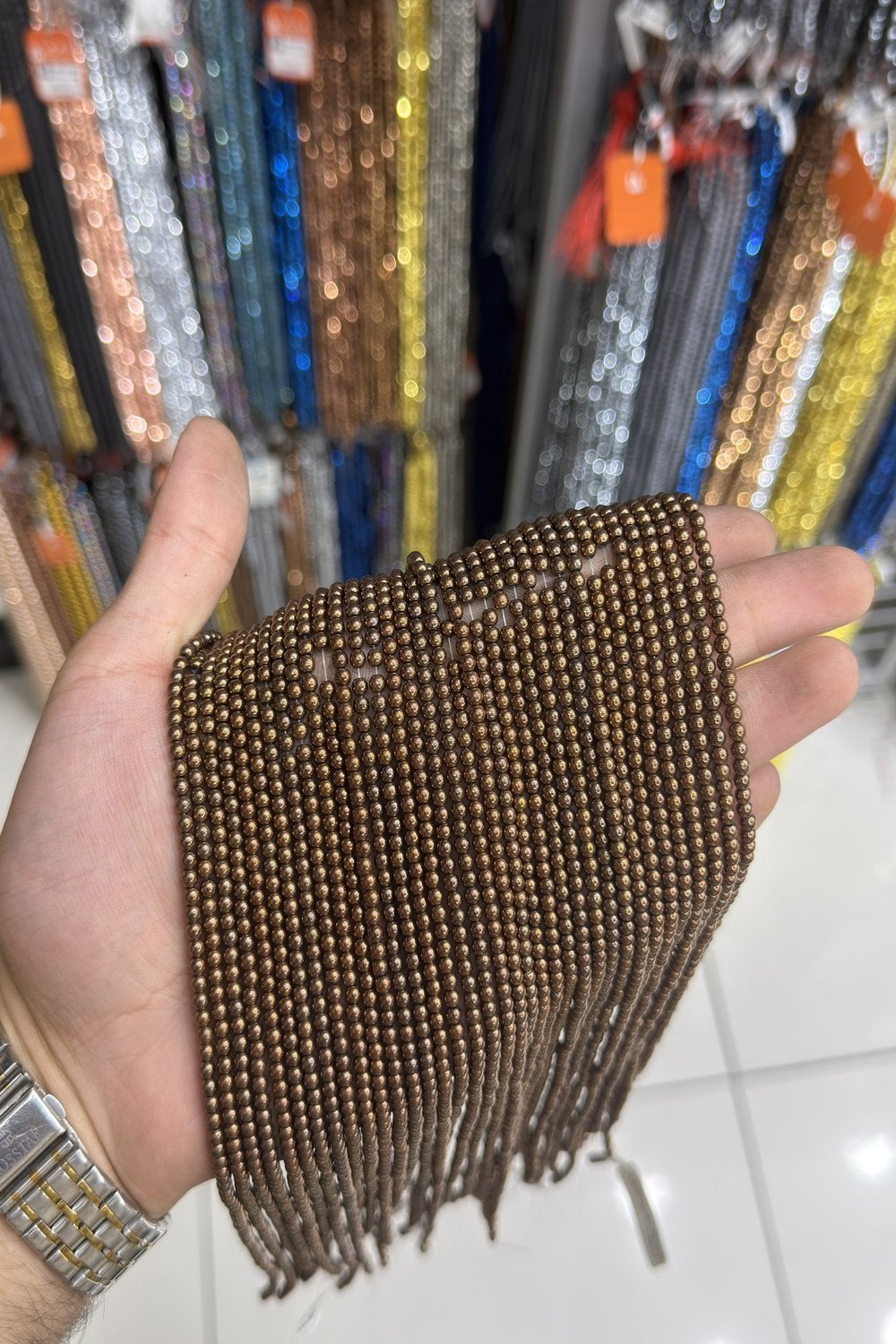 Hematit Taşı Küre Kesim Parlak Kahverengi 3mm Doğal Taş Dizi