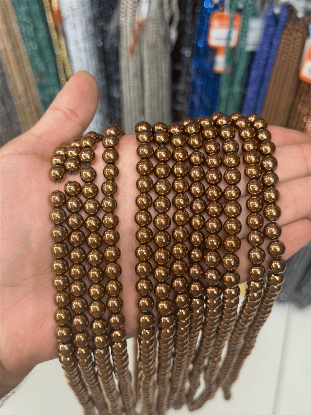 Hematit Taşı Küre Kesim Parlak Kahverengi 8mm Doğal Taş Dizi