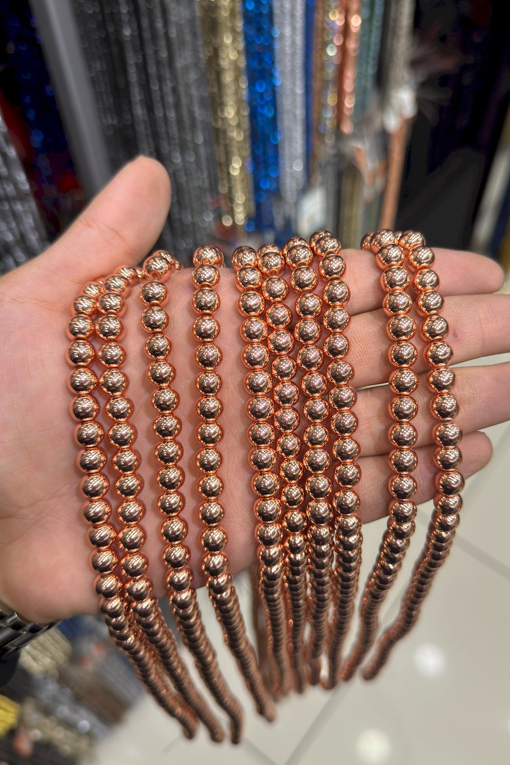 Hematit Taşı Küre Kesim Parlak Roz 8mm Doğal Taş Dizi