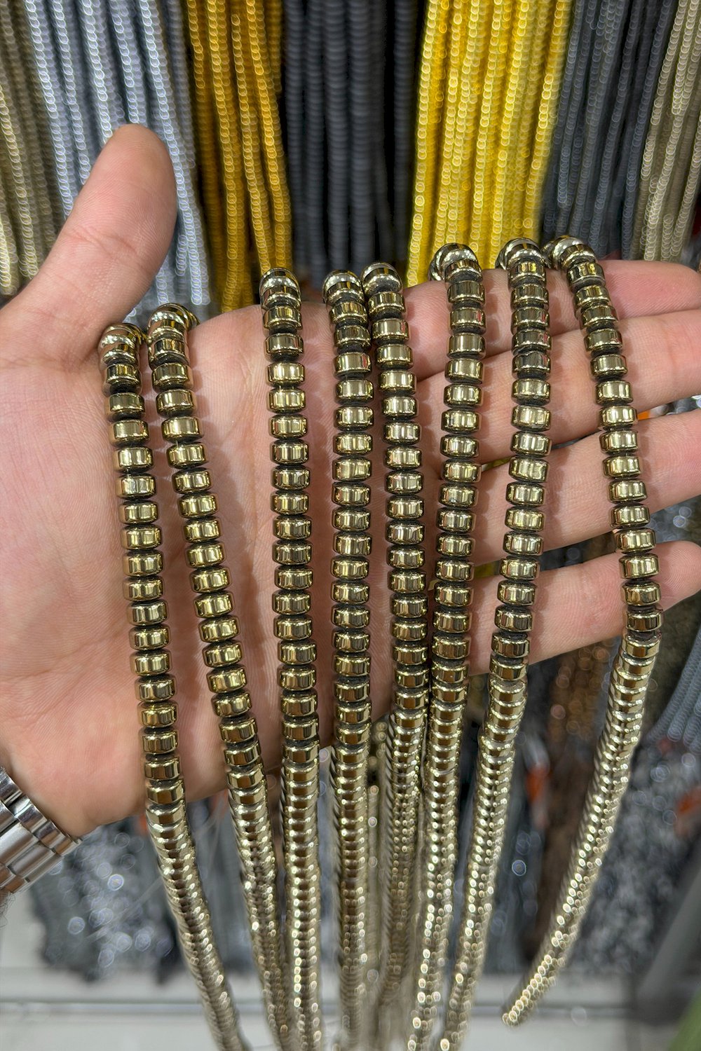 Hematit Taşı Özel Kesim Antik Sarı 8x5mm Doğal Taş Dizi