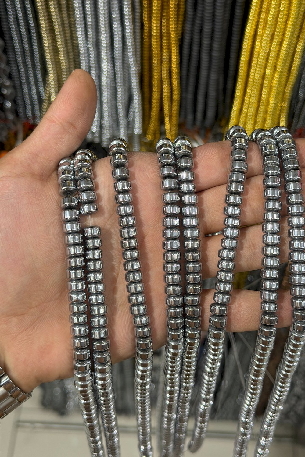 Hematit Taşı Özel Kesim Gümüş 8x5mm Doğal Taş Dizi