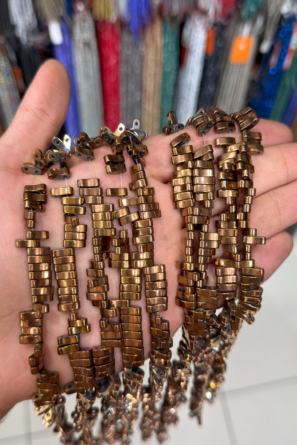 Hematit Taşı Parlak Kahverengi 3x10mm Doğal Taş Dizi