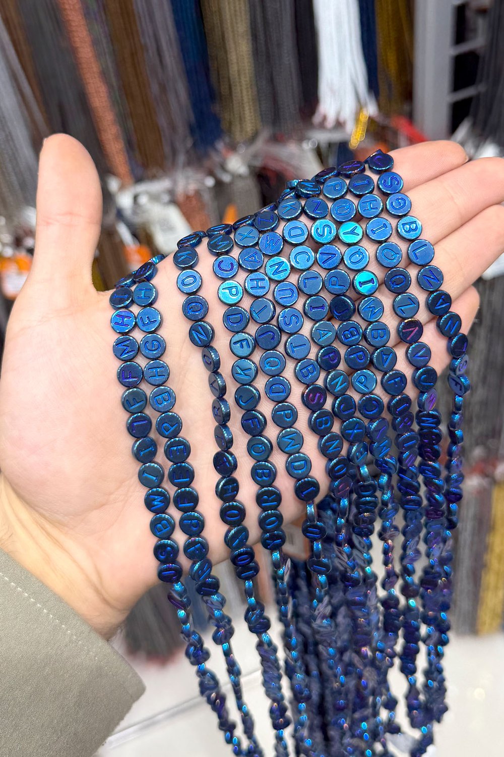 Hematite Stone - Shiny Blue 8mm Bead Strand