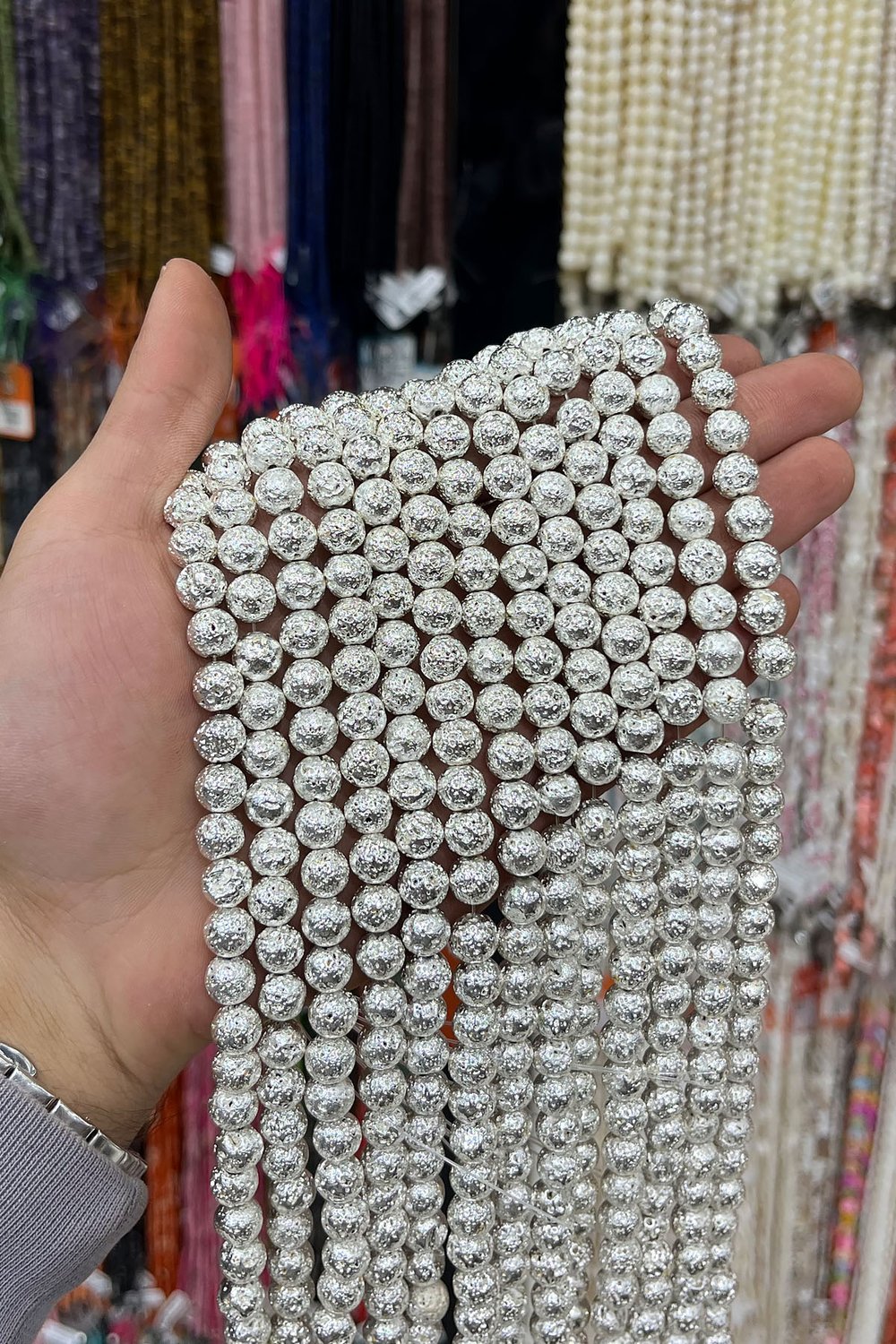 Hematit Taşı Küre Kesim Gümüş 10mm Doğal Taş Dizi