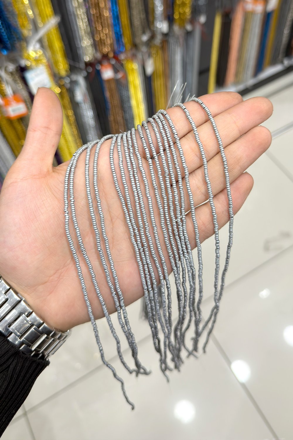 Hematite Stone Rondelle-Cut Matte Light Gray 2x1mm Bead Strand