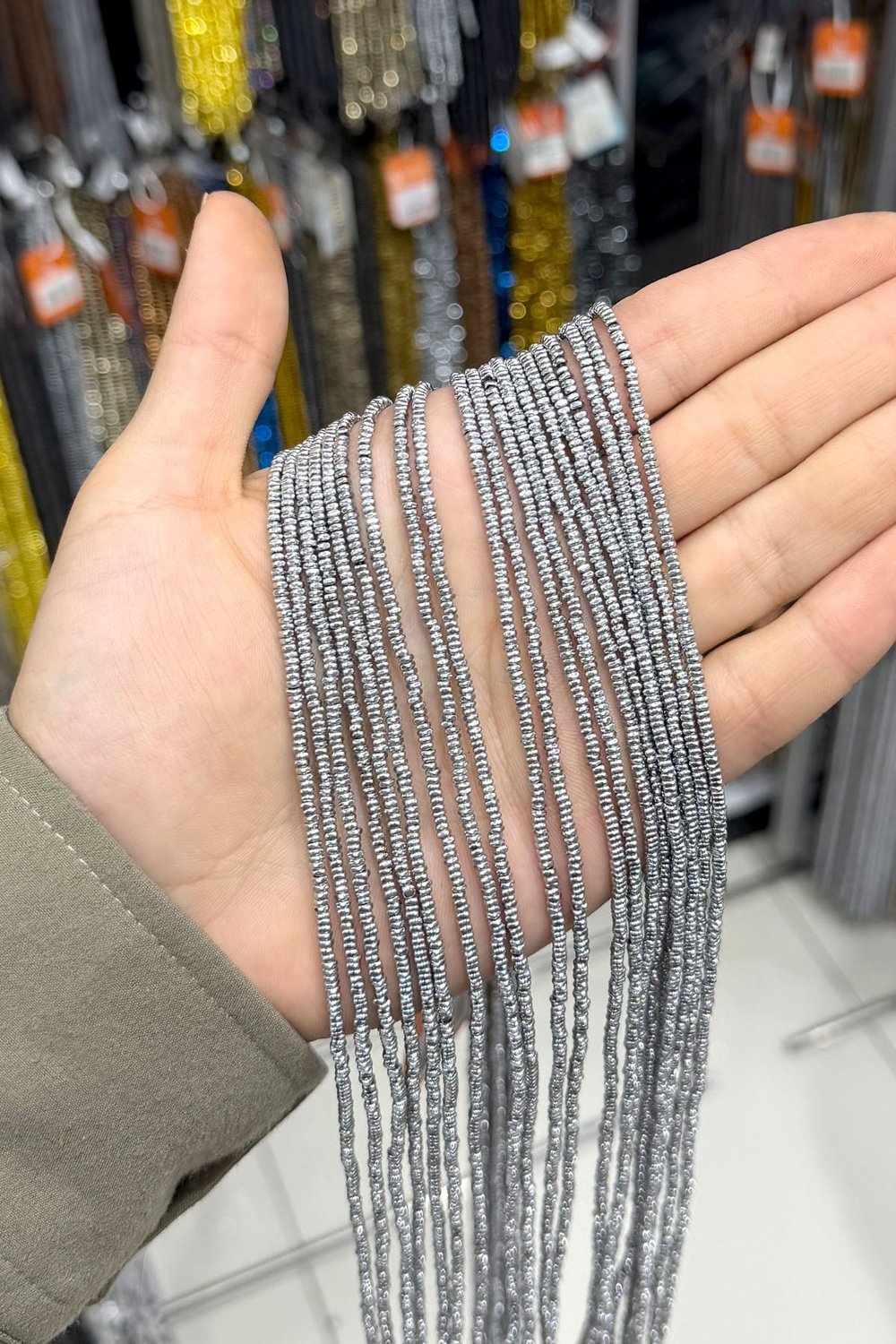 Hematit Taşı Rondela Kesim Parlak Gümüş 2x1mm Doğal Taş Dizi