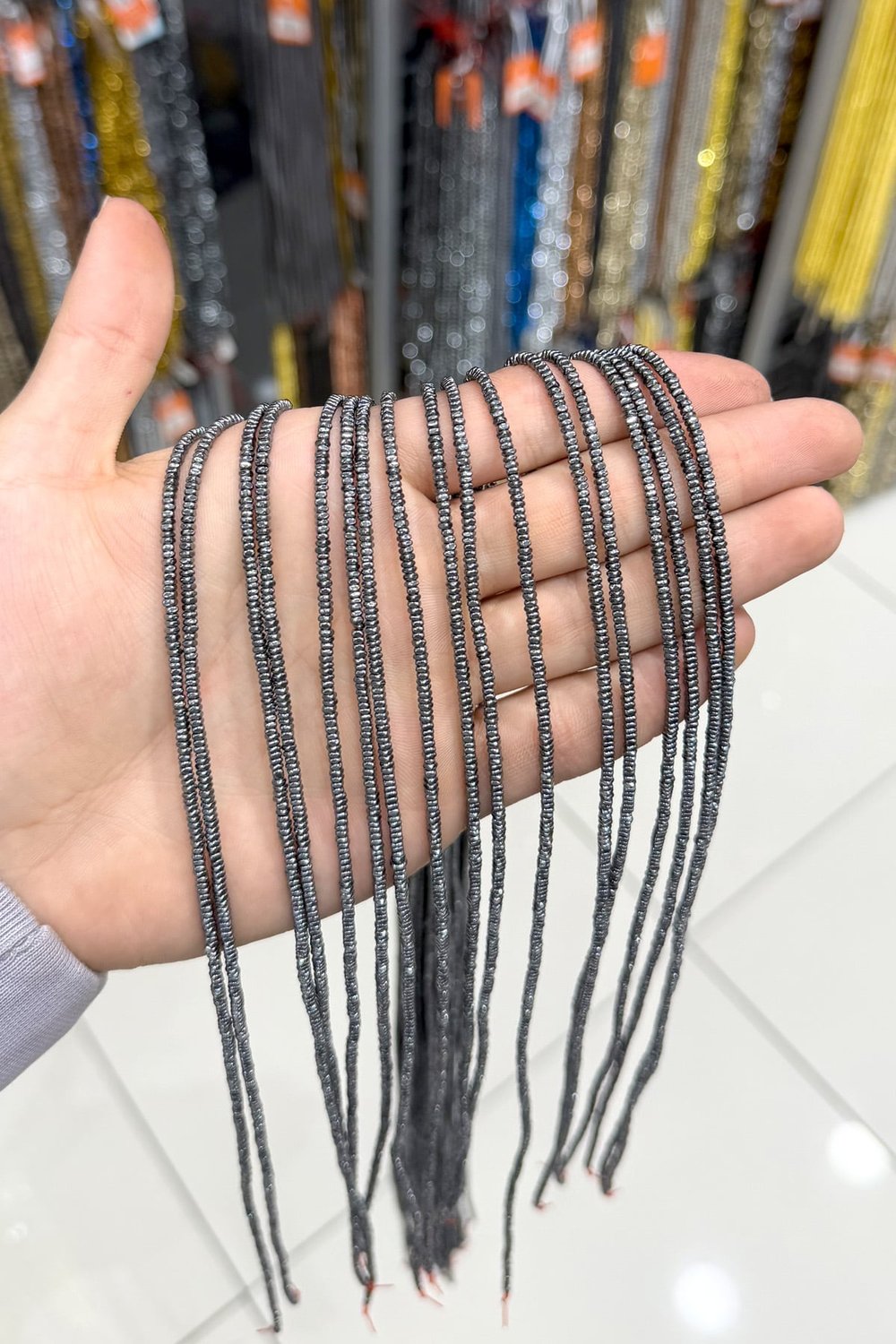 Hematit Taşı Rondela Kesim 2x1mm- Parlak Füme Doğal Taş Dizi