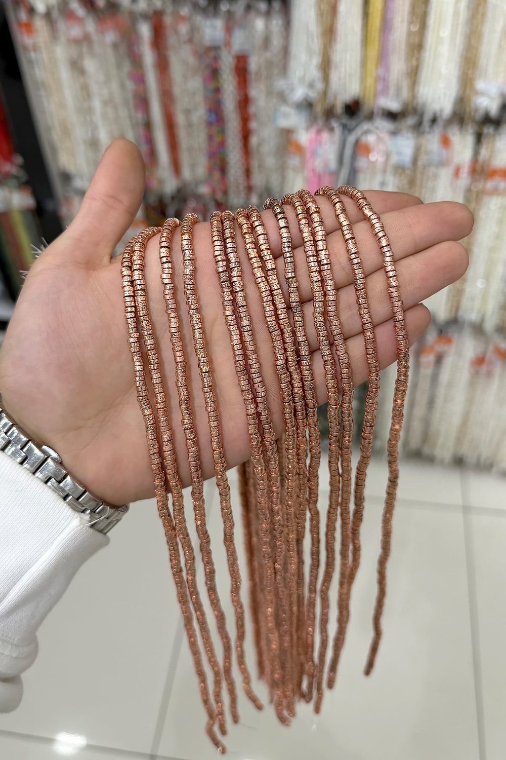 Hematit Taşı Rondela Kesim Parlak Roz 4x1mm Doğal Taş Dizi