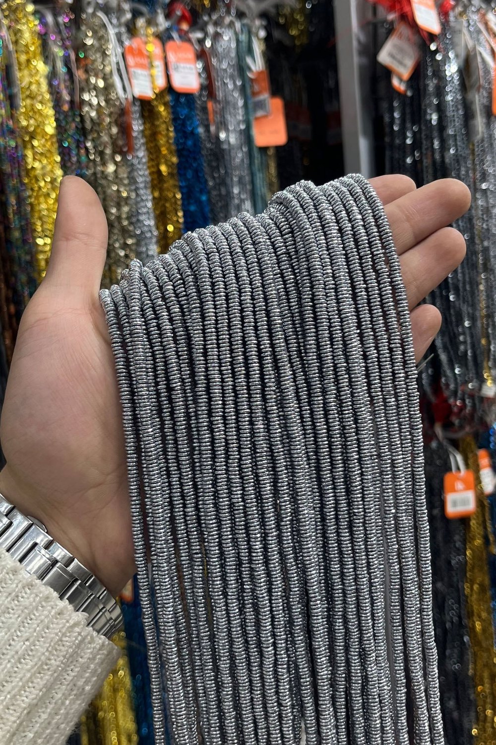 Hematit Taşı Rondela Kesim Parlak Gümüş 4x1mm Doğal Taş Dizi