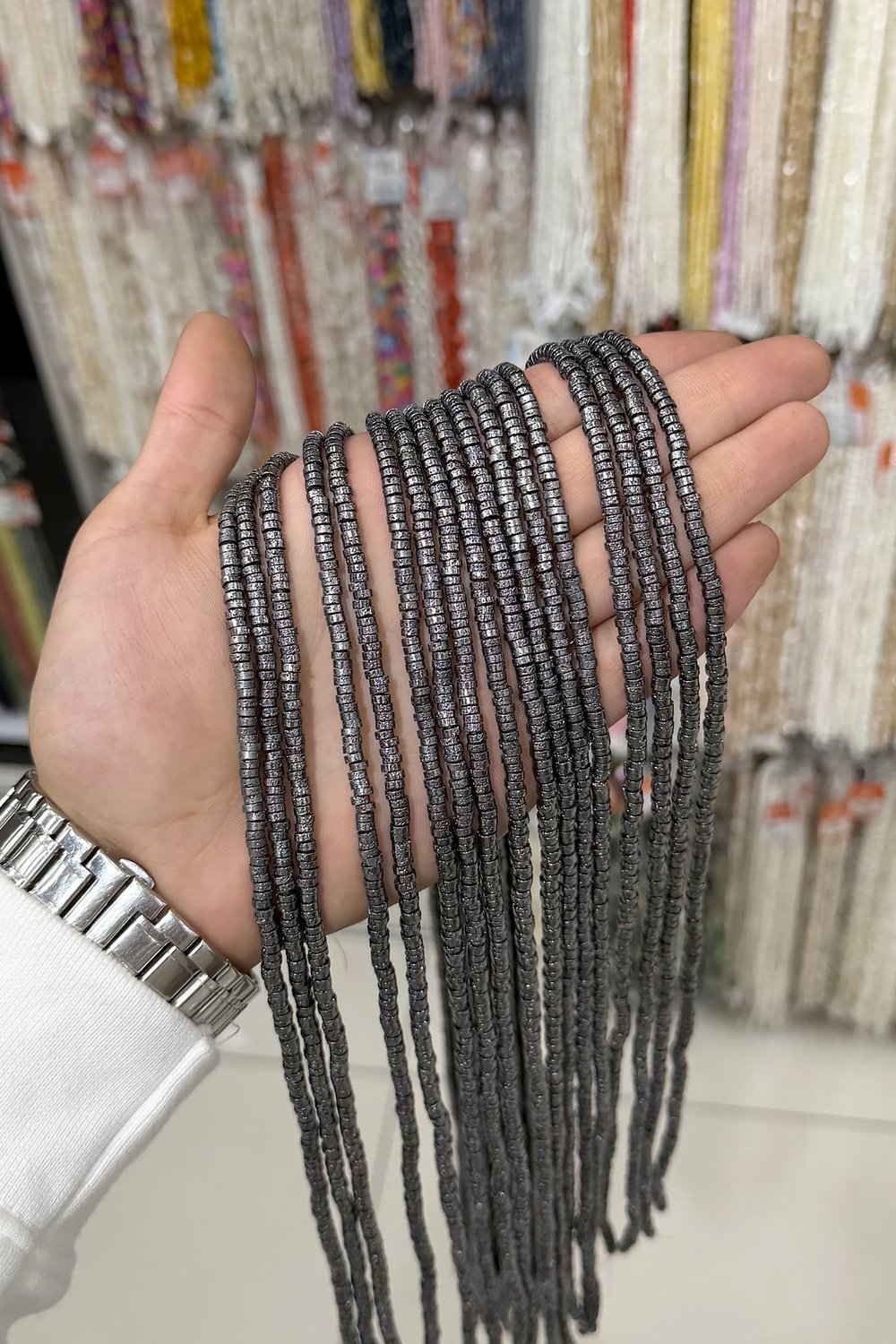 Hematit Taşı Rondela Kesim Füme 4x1mm Doğal Taş Dizi