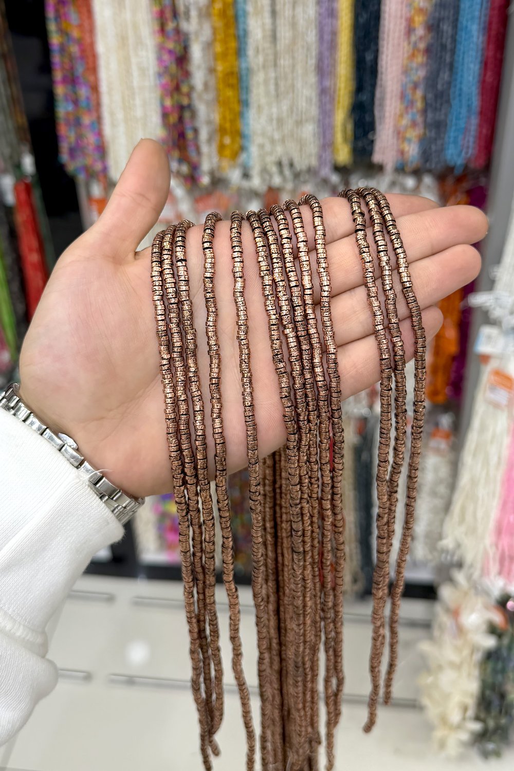 Hematit Taşı Rondela Kesim Antik Bakır 4x1mm Doğal Taş Dizi