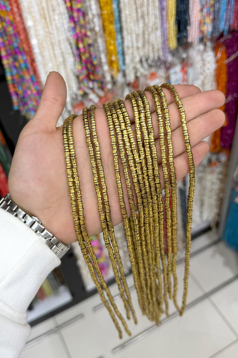 Hematit Taşı Rondela Kesim Antik Sarı 4x1mm Doğal Taş Dizi