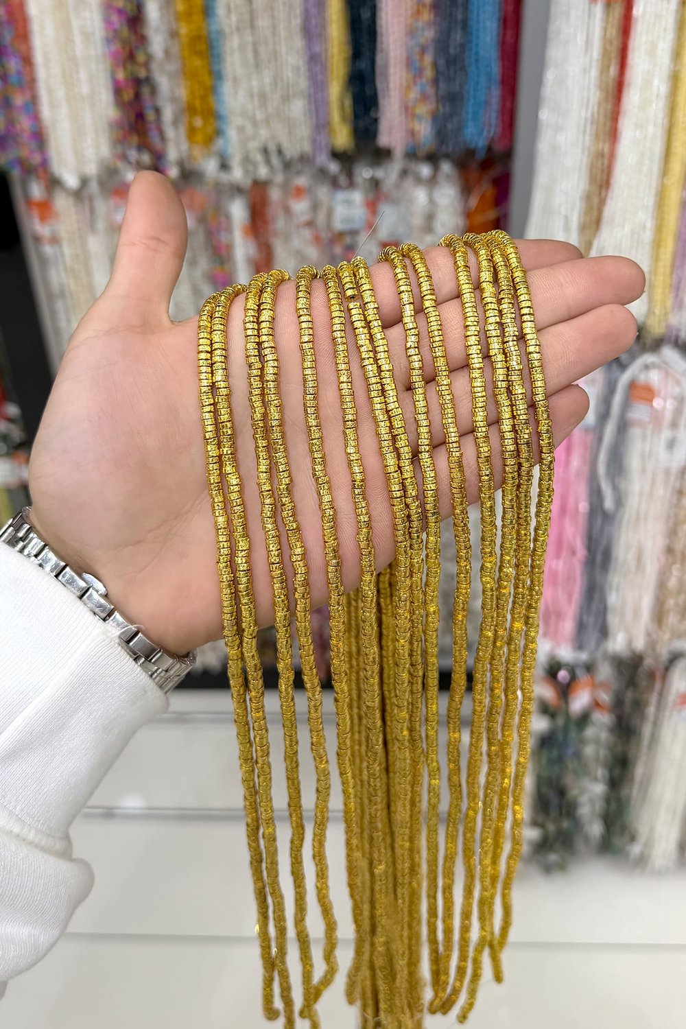 Hematit Taşı Rondela Kesim Sarı 4x1mm Doğal Taş Dizi