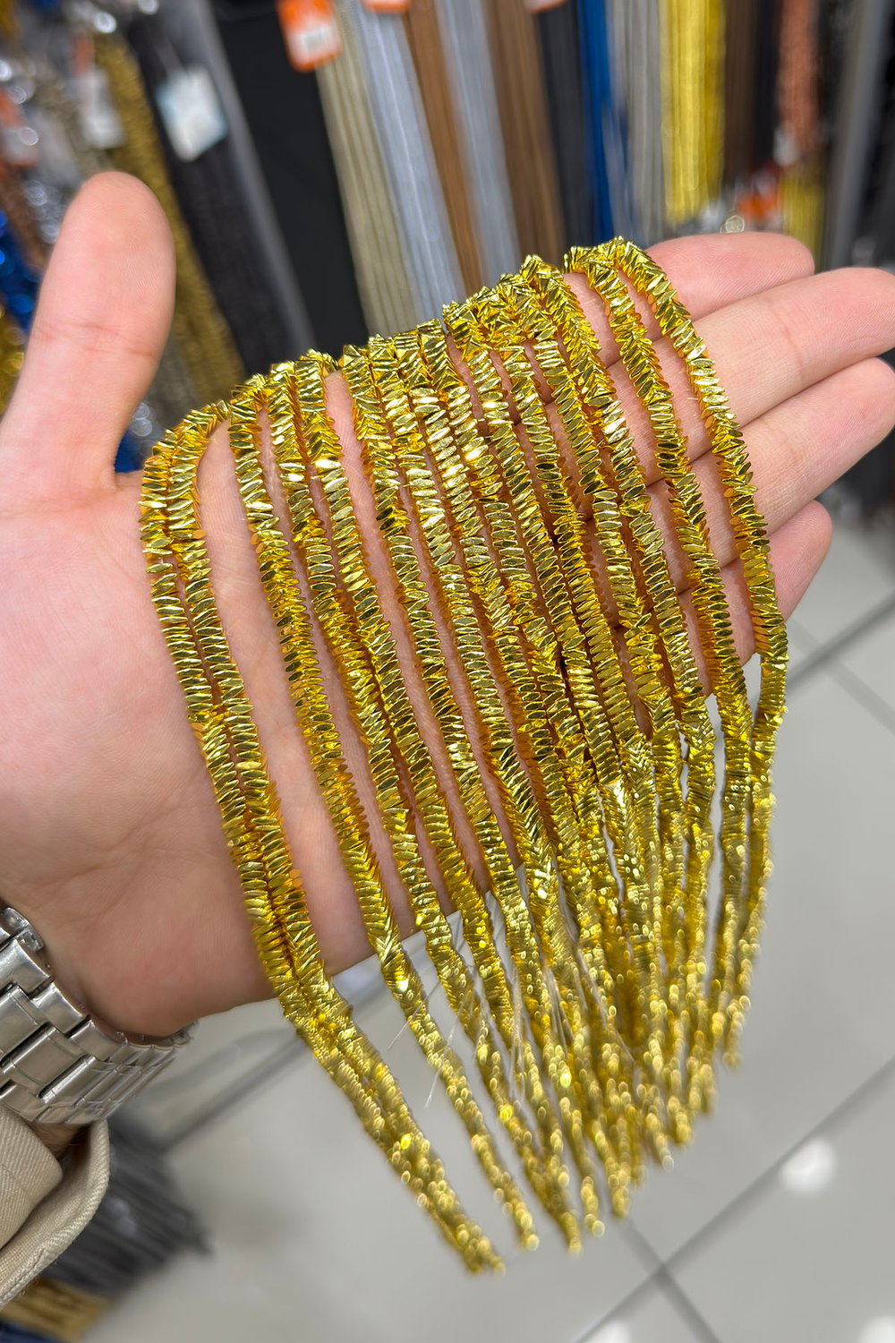 Hematit Taşı Rondela Kesim 4x2mm- Altın Sarı Doğal Taş Dizi