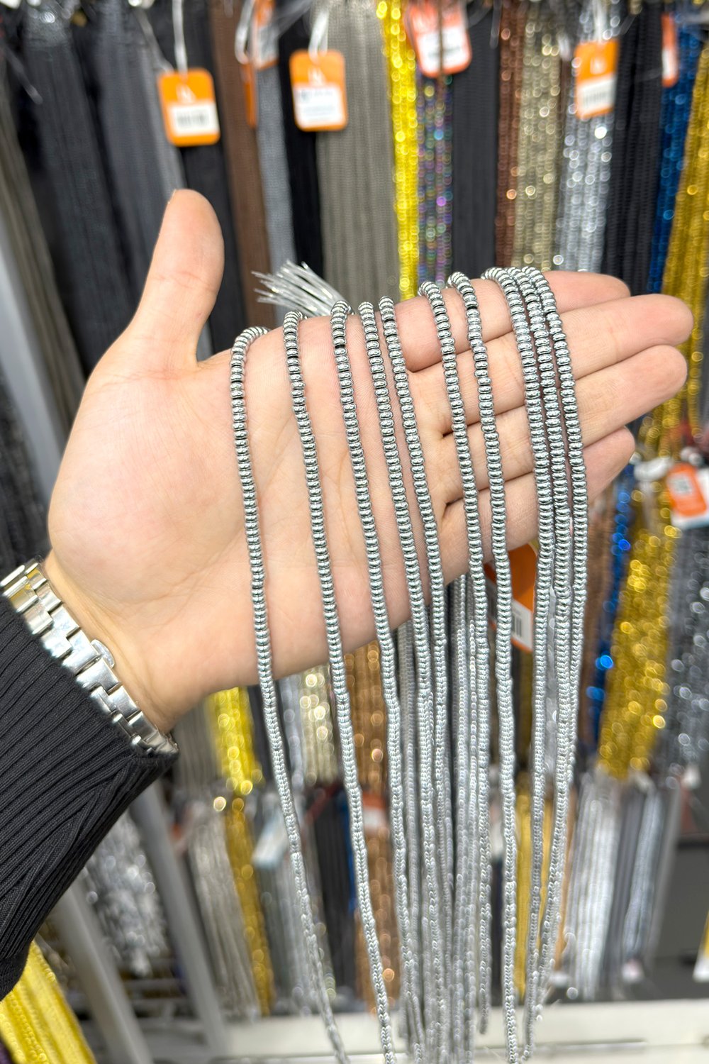 Hematit Taşı Rondela Kesim 4x2mm- Parlak Gümüş Doğal Taş Dizi