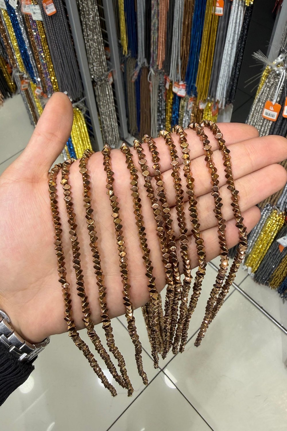 Hematit Taşı Rondela Kesim 4x3mm- Parlak Kahverengi Doğal Taş Dizi