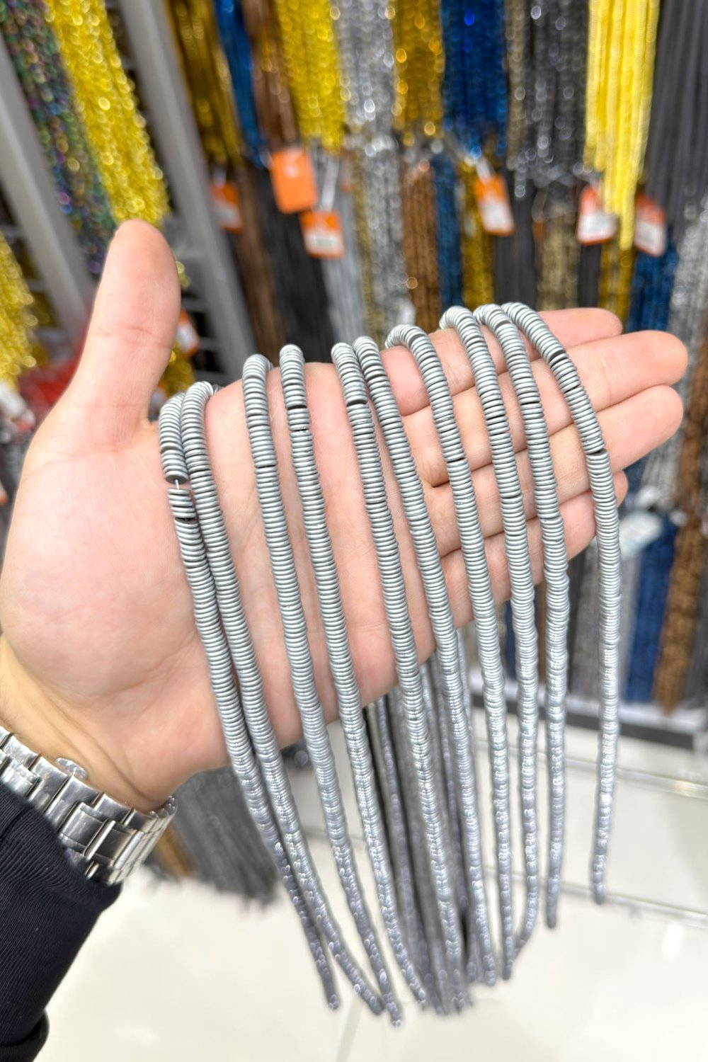 Hematit Taşı Rondela Kesim 6x1mm- Mat Açık Gri Doğal Taş Dizi